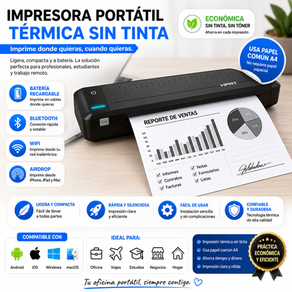 Impresora Térmica Multifuncional con Tecnología SIN TINTA + REGALO